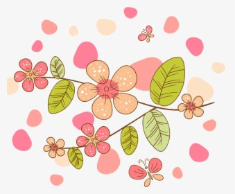 Simple Flower Background - Cartoon Flowers And Butterflies, HD Png Download, Free Download