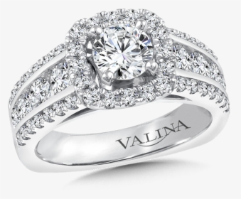 Valina Halo Engagement Ring Mounting In 14k White Gold - Valina Diamond Ring Sapphire, HD Png Download, Free Download