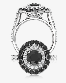 7034 Natural Coloured Diamonds Black Halo Ring - Browns Black Diamond Ring, HD Png Download, Free Download