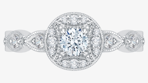 Round Cut Diamond Halo Engagement Ring - Engagement Ring, HD Png Download, Free Download