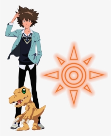 Taichi And Agumon By Narusailor - Green Star Tile Backsplash, HD Png Download, Free Download