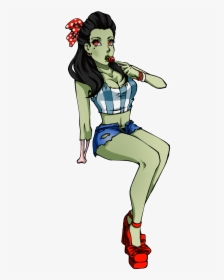 Colorful Zombie Pin Up Girl In Red Heels Tattoo Design - Zombie Pin Up Png, Transparent Png, Free Download