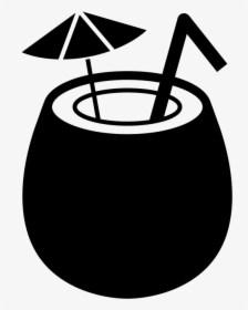 File - Coconut Icon - Svg - Coconut Drink Clipart Black - Black And White Coconut, HD Png Download, Free Download