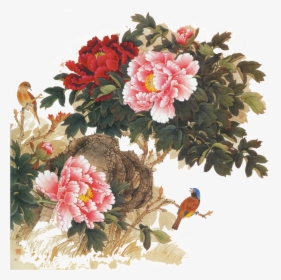 Transparent Japanese Flowers Png - Chinese Peonies Painting Png, Png Download, Free Download