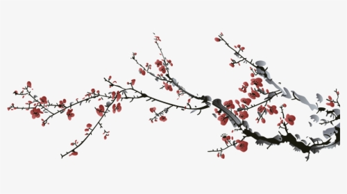 Cherry Tree And Birds Drawing, HD Png Download, Free Download