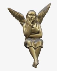 Angel, Bronze Statue, Sitting, Bronze, Figure - Angel Sculpture Sitting, HD Png Download, Free Download