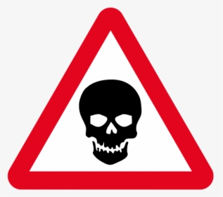 Danger Symbol Skull Png - Road Narrows To Left, Transparent Png, Free Download