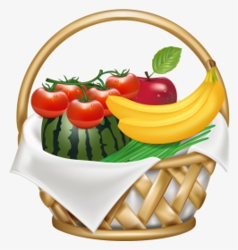 Fruit Basket Vector Png , Png Download - Basket Of Fruit Clipart Png, Transparent Png, Free Download