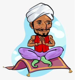 Vector Illustration Of Arabian Mythology Jinni Or Genie - Genie On Magic Carpet, HD Png Download, Free Download