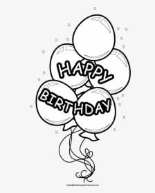 Free Happy Birthday Clipart - Happy Birthday Balloon Clipart Black And White, HD Png Download, Free Download