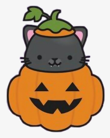 #halloween #nochedebrujas #calabaza #gatito #pumpkin - Calabaza Con Gato Halloween, HD Png Download, Free Download