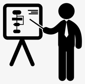 Businessman In A Presentation Pointing A Board With - Presentation Icon Png, Transparent Png, Free Download