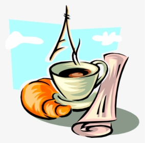 Vector Illustration Of Morning Cup Of Coffee, Viennoiserie-pastry - Paris Coffee Clip Art, HD Png Download, Free Download