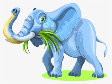 Transparent Elephant Drawing Png - Elephant Eating Grass Cartoon, Png Download, Free Download
