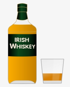 Bottle Of Irish Whiskey And A Glass - Clip Art Png Whisky Bottle Clipart, Transparent Png, Free Download