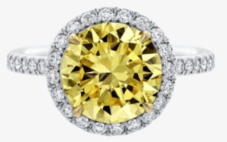 Oval-shaped Yellow Diamond Micropavé Ring - Engagement Ring, HD Png Download, Free Download