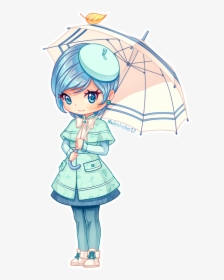 Girl Umbrella Transparent Png - Draw Chibi With Umbrella, Png Download, Free Download