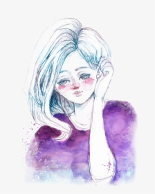 Transparent Watercolor Girl Drawing , Png Download - Sketch, Png Download, Free Download