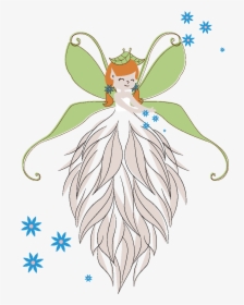 Vector Hand Drawn Cartoon Butterfly Girl - Illustration, HD Png Download, Free Download