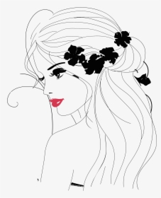 Kinetic Drawing Woman - Woman Sketch Long Hair, HD Png Download, Free Download