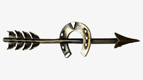 Antique 10k Gold Horse Shoe Arrow Bar Pin Fine Details - Crescent, HD Png Download, Free Download