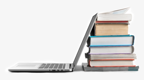 Side View Of Open Laptop Leaned Up Against A Stack - Books Side View Png, Transparent Png, Free Download