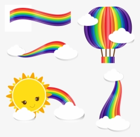 Rainbow Cloud Clip Art - Cartoon Rainbow Cloud, HD Png Download, Free Download