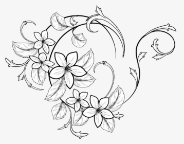 Floral Clipart Doodle - Flower Filigree Line Drawings, HD Png Download, Free Download