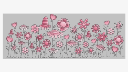 Pink Doodle Flower Field Travel Mug (14 Oz) - Poppy, HD Png Download, Free Download