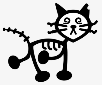 Cat Zombie Stick Animal Sticker Decal Car Window Family - Stick Figure Cat Png, Transparent Png, Free Download