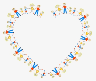 Transparent Big Family Clipart - Stick Figures Around Heart, HD Png Download, Free Download