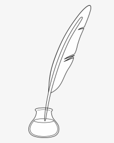 Quill Pen Clip Art Black And - Line Drawing Of Quill, HD Png Download, Free Download