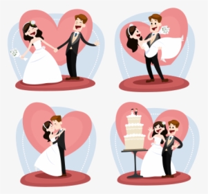 Wedding Couple Vector Illustrations Free Download Png - Cute Wedding Couple Vector, Transparent Png, Free Download