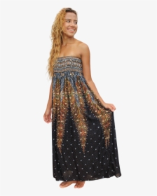 Black Peacock Womens Maxi Dress Bohemian Island - Gown, HD Png Download, Free Download