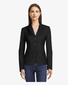 Black 3 Button Blazer View Front - Double Breasted Blazer Green Women, HD Png Download, Free Download