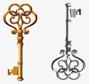 Clip Hay Brass Bronze - Gold And Silver Key, HD Png Download, Free Download