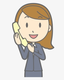Female Using Telephone - Telephone Girl Clipart, HD Png Download, Free Download