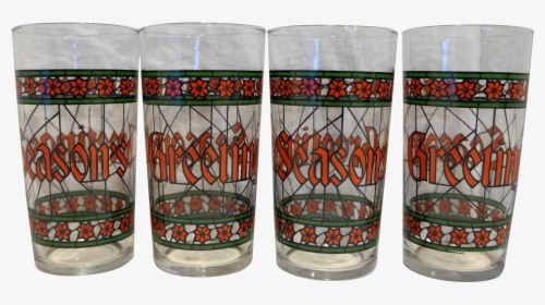 This Is A Set Of Four Season"s Greetings Stained Glass - Stained Glass, HD Png Download, Free Download