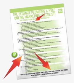 Plumbing & Hvac Internet Marketing Checklist - Brochure, HD Png Download, Free Download