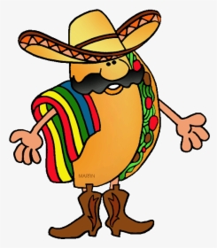 Taco Clip Sombrero - Mexican Cartoon Tacos, HD Png Download, Free Download