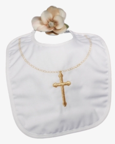 Cross Necklace Embroidery Large Handmade Baptism Bib - Cross, HD Png Download, Free Download