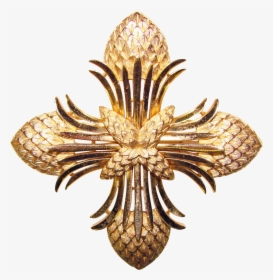 Gorgeous Trifari Signed Golden Cross Vintage Pin Brooch - Brooch, HD Png Download, Free Download