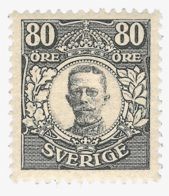 80ö Black King Gustav V Stamp, - Stamp Sverige 5 Öre, HD Png Download, Free Download