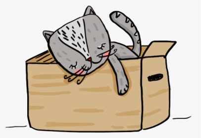 Sleeping Cat Box Home Sleep Animal Illüstration Cat, HD Png Download, Free Download