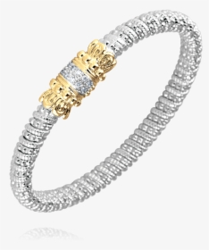 14k Gold & Sterling Silver, Diamond Bracelet - Bangle, HD Png Download, Free Download