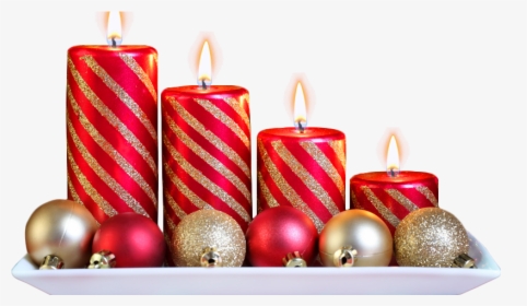 Adornos Con Velas Y Bolas Para Navidad Con Fondo Transparente - Candles For Christmas, HD Png Download, Free Download