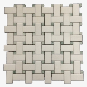 White Thassos Basketweave 7/8 With 3/8 Ming Green Dot - Tile, HD Png Download, Free Download