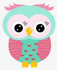 Coruja Rosa E Azul - Cartoon Cute Owl Clipart, HD Png Download, Free Download