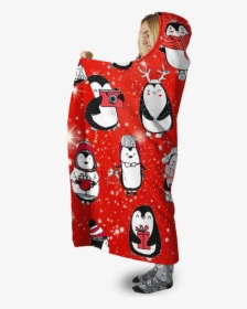 Gearhuman 3d Penguins On Christmas Custom Hooded Blanket - Blanket, HD Png Download, Free Download