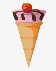 Chocolate Cone Waffle Strawberry Tastes Delicious Dairy - Ice Cream Cone, HD Png Download, Free Download